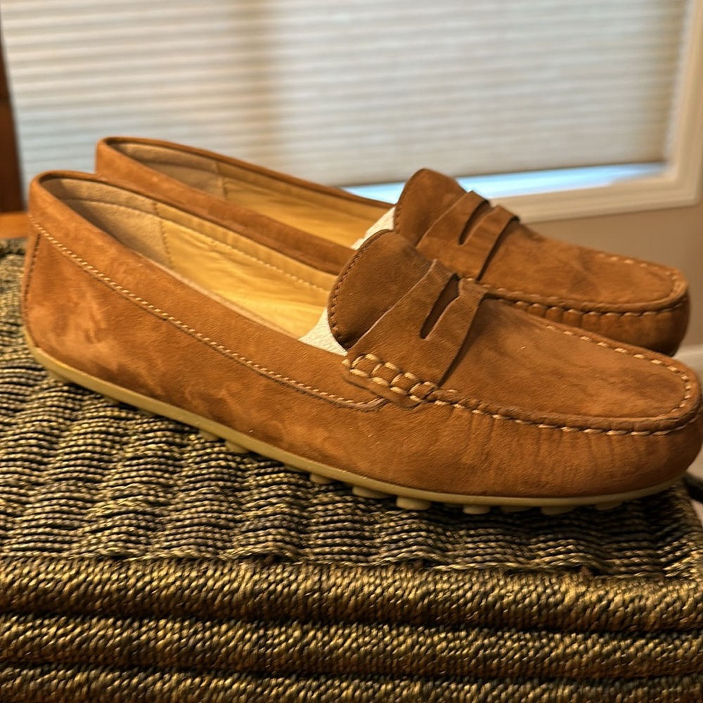 Ecco Devine Moc Walnut Noyer Leather Loafer Driving Shoe Women's 10-10.5 Run Lg